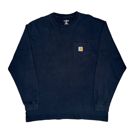 Carhartt Long Sleeve T-Shirt - XL Navy Cotton
