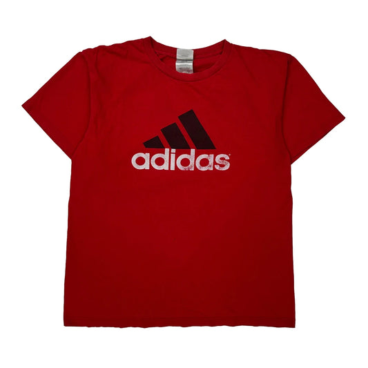 Adidas Spellout T-Shirt - Medium Red Cotton