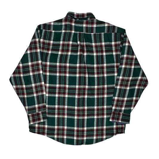 No Boundaries Checked Flannel Shirt - Large Green Polyester