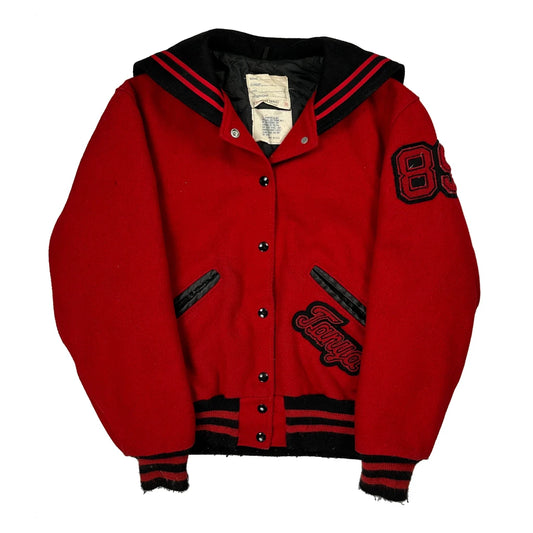 Lincoln Way Knights Delong College Varsity Jacket - Small Red Wool