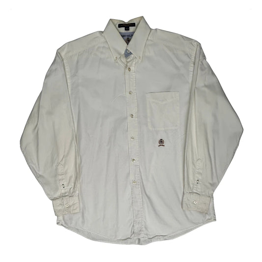 Tommy Hilfiger Collared Shirt - Large Cream Cotton