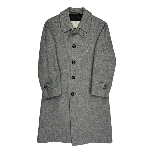Aquascutum Checked Overcoat - Small Grey Wool