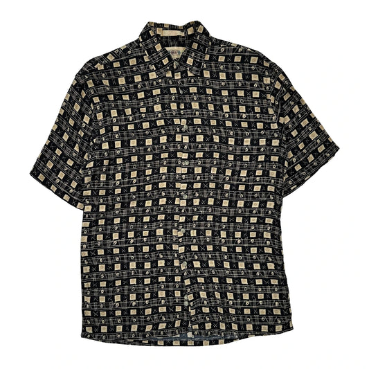 Campia Patterned Shirt - Small Black Cotton