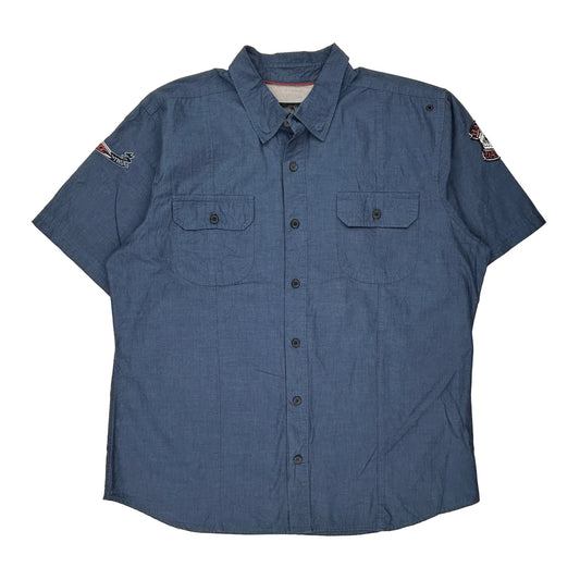 Harley Davidson Short Sleeve Shirt - 2XL Blue Cotton