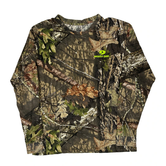 Vintage Mossy Oak Camo Long Sleeve T-Shirt - XL Khaki Cotton Blend