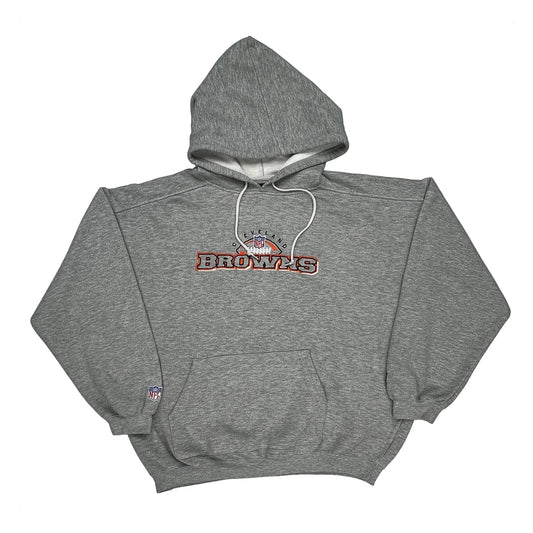 Vintage Cleveland Browns Puma Football Hoodie - XL Gray Cotton Blend