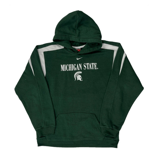 Vintage Michigan State Nike College Hoodie - Large Green Cotton Blend