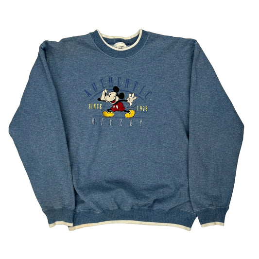 Made In USa Mickey Mouse Disney Cartoon Sweatshirt - Large Blue Cotton