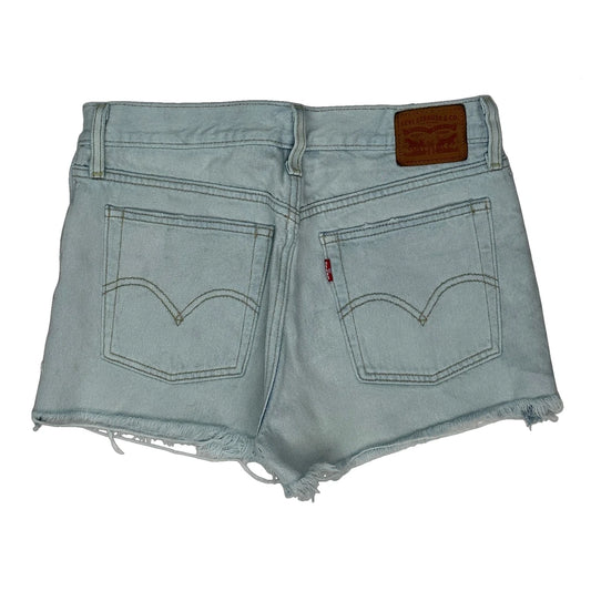 Cut Off Levis Mini Denim Shorts - 29W UK 8 Light Wash Cotton