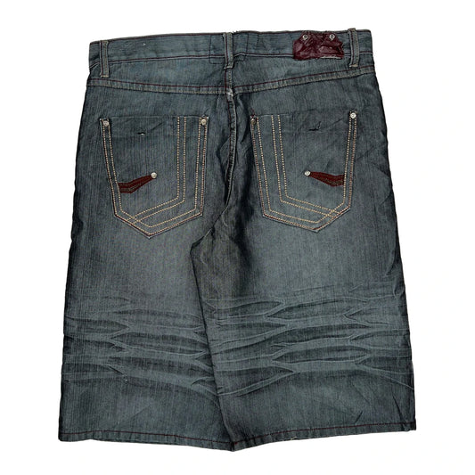 Chams Baggy Denim Shorts - 36W 15L Gray Denim