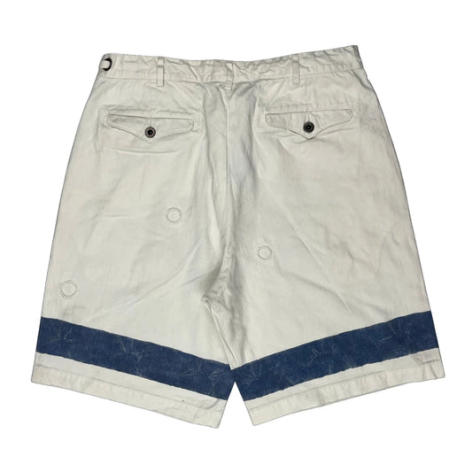 Rare Ivy Polo By Ralph Lauren Stencil Graphic Chino Shorts - 34W 11L White Cotton