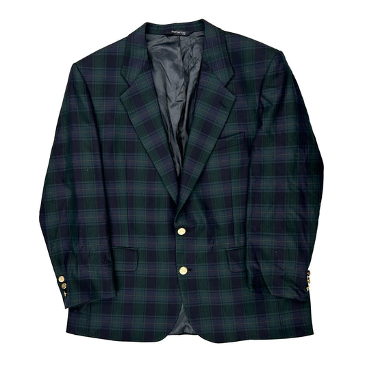 Burberry Checked Blazer - Large Green Wool