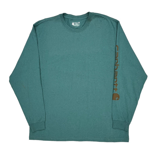 Loose Fit Carhartt Long Sleeve T-Shirt - XL Green Cotton