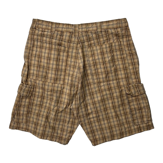 Wrangler Checked Cargo Shorts - 33W 10L Beige Cotton