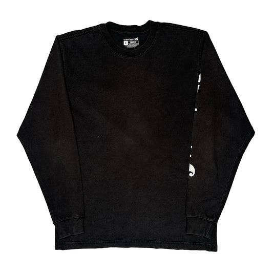 Carhartt Spellout Long Sleeve T-Shirt - Small Black Cotton