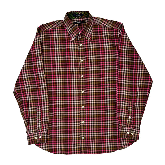 80'S Twill Gant Checked Shirt - Medium Red Cotton
