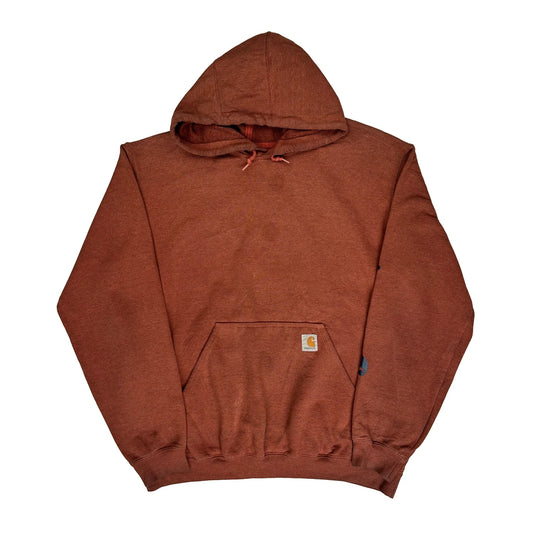 Carhartt Spellout Hoodie - Large Brown Cotton Blend