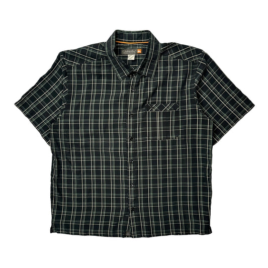 Quiksilver Checked Short Sleeve Shirt - Large Black Cotton