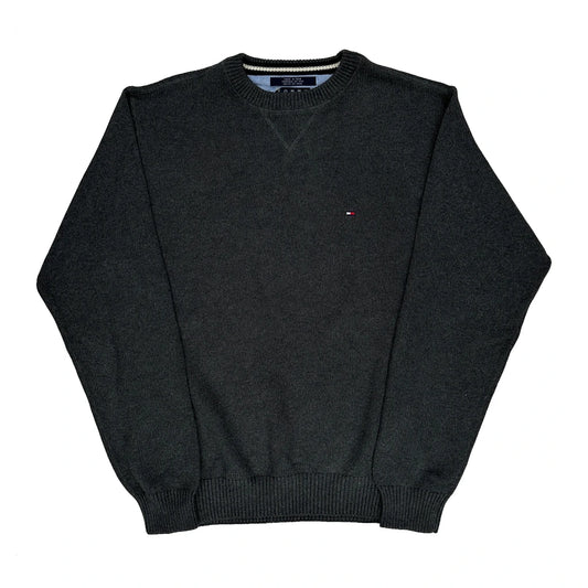 90S Tommy Hilfiger Chunky Knit Jumper - Medium Grey Cotton