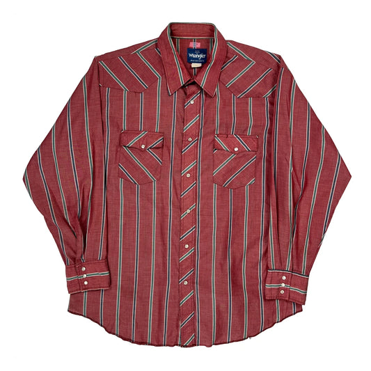 Wrangler Striped Shirt - XL Red Cotton