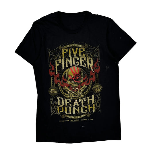 Five Finger Band T-Shirt - Medium Black Cotton