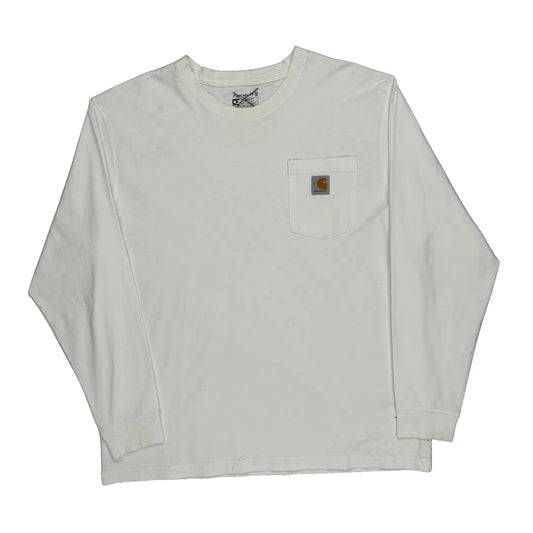 Carhartt Long Sleeve T-Shirt - Large White Cotton