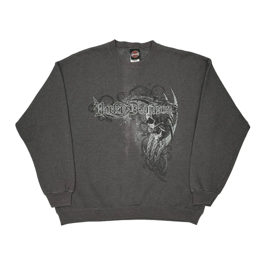 Harley Davidson Sweatshirt - XL Grey Cotton Blend