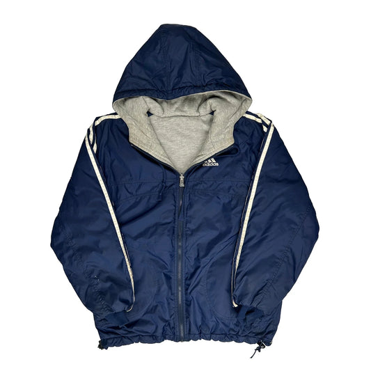 Striped Adidas Reversible Track Jacket - Small Navy Nylon
