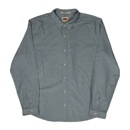 Vintage Levis Polka Dot Patterned Shirt - 2XL Blue Cotton