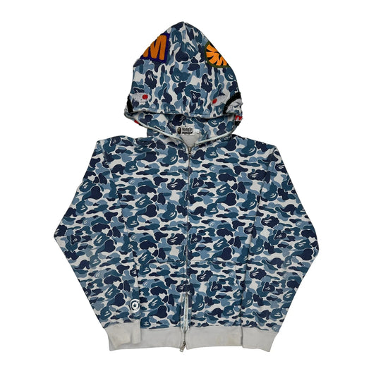 World Gone Mad A Bathing Ape Camo Hoodie - Large Blue Cotton