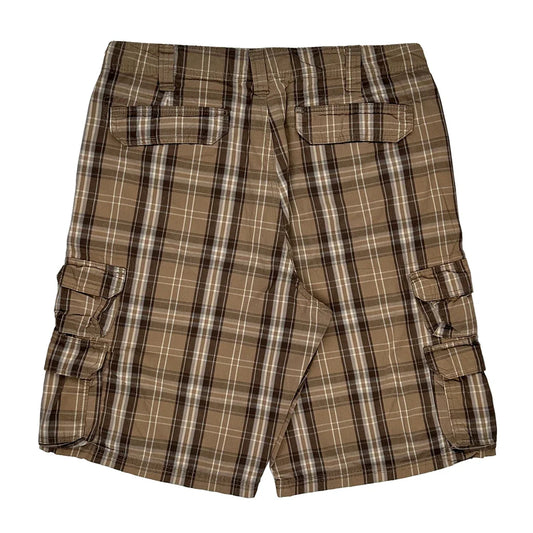 Vintage Lee Checked Cargo Shorts - 34W 11L Brown Cotton