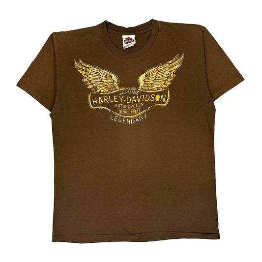 Route 65 Harley Davidson Graphic T-Shirt - Large Brown Cotton