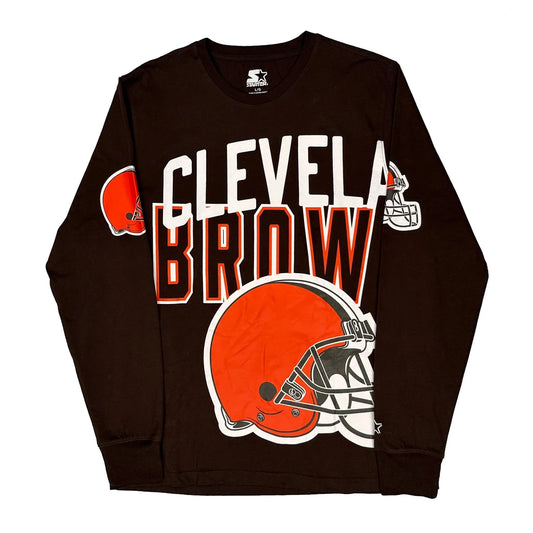 Cleveland Browns Starter Nfl Long Sleeve T-Shirt - Large Brown Cotton