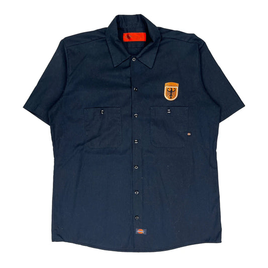 Dickies Short Sleeve Shirt - Large Navy Polyester Blend