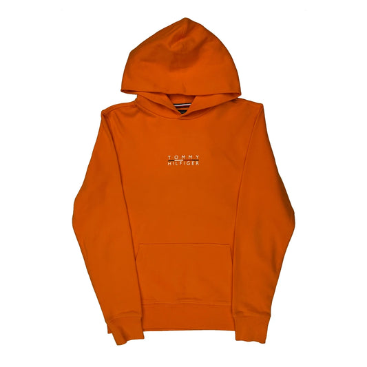 Vintage Tommy Hilfiger Hoodie - Medium Orange Cotton Blend