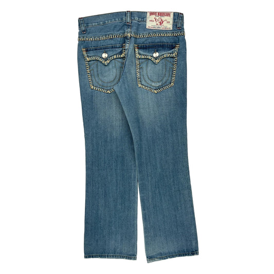 Made In USa True Religion Contrast Stitch Jeans - 38W 33L Blue Cotton