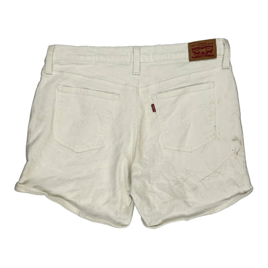 Levis Denim Shorts - 32W UK 12 White Cotton
