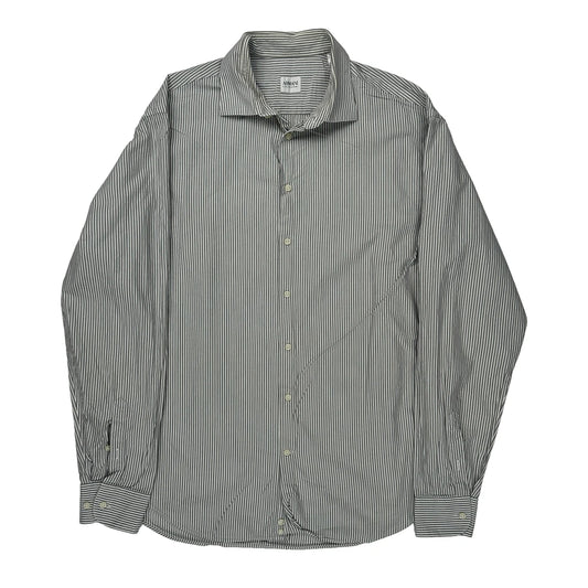 Armani Striped Shirt - Large Grey Cotton
