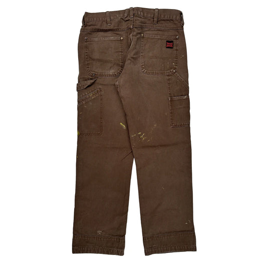 Tough Duck Double Knee Carpenter Trousers - 34W 32L Brown Cotton