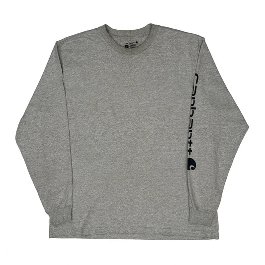 Carhartt Long Sleeve T-Shirt - Large Grey Cotton