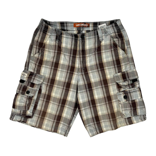 Lee Checked Cargo Shorts - 32W 11L Brown Cotton