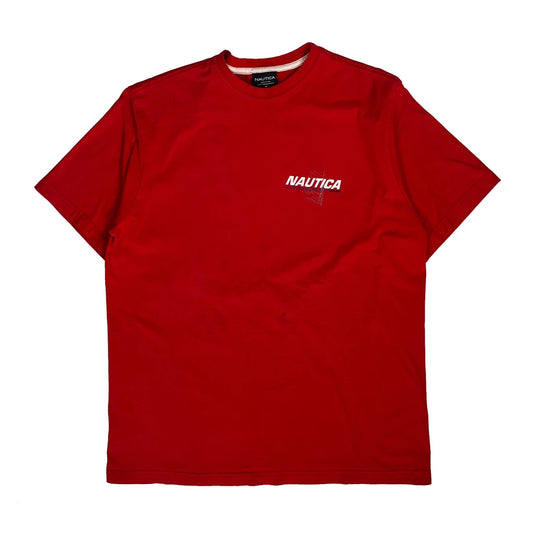 Nautica Graphic T-Shirt - Medium Red Cotton