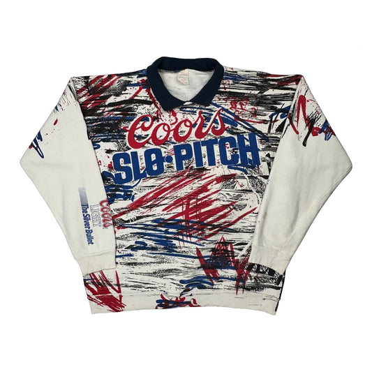 Coors Light Branding Molson Graphic Long Sleeve T-Shirt - Medium White Cotton