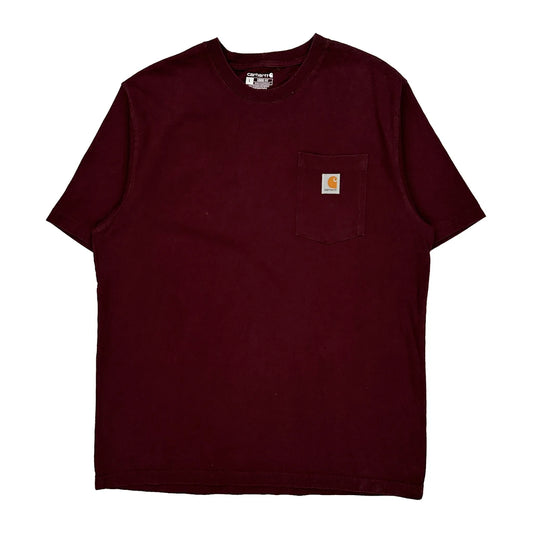 Carhartt T-Shirt - Large Burgundy Cotton