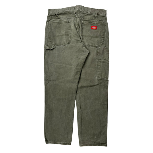 Dickies Carpenter Trousers - 36W 32L Green Cotton