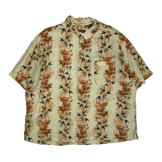 Puritan Floral Hawaiian Shirt - 2XL Orange Viscose