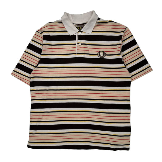 Southpole Striped Polo Shirt - Large Multicoloured Cotton