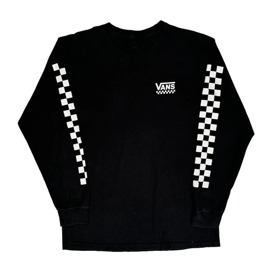 Vans Checked Long Sleeve T-Shirt - Medium Black Cotton