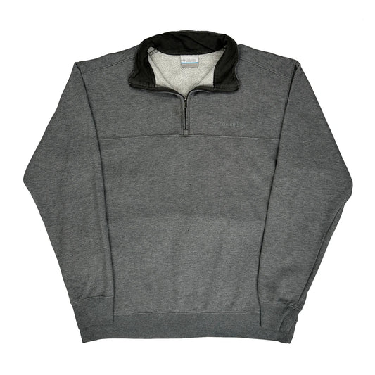 Vintage Columbia 1/4 Zip - Large Grey Polyester Blend