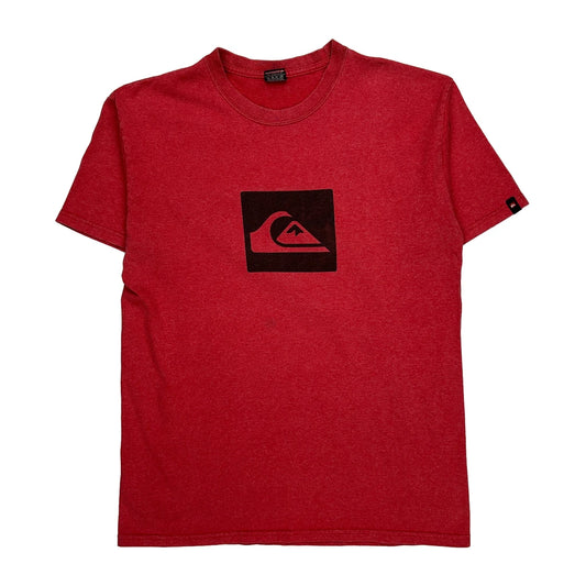 Quiksilver Graphic T-Shirt - Large Red Cotton Blend